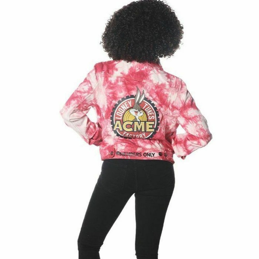 Members Only Looney Tunes Pink Denim Jacket sz M